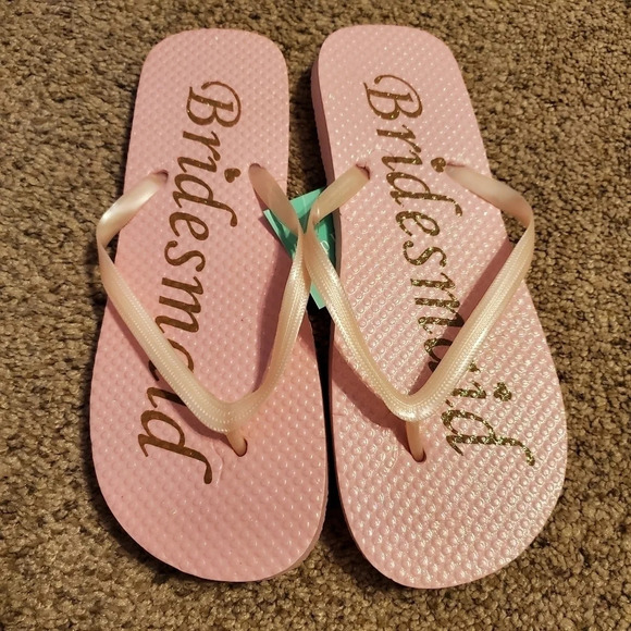 Bridesmaid Flip Flops Bridal Wedding Sandals 7/8 - Picture 1 of 4